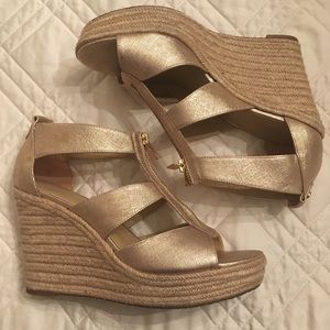 Rose Gold Michael Kors Wedges Size 9